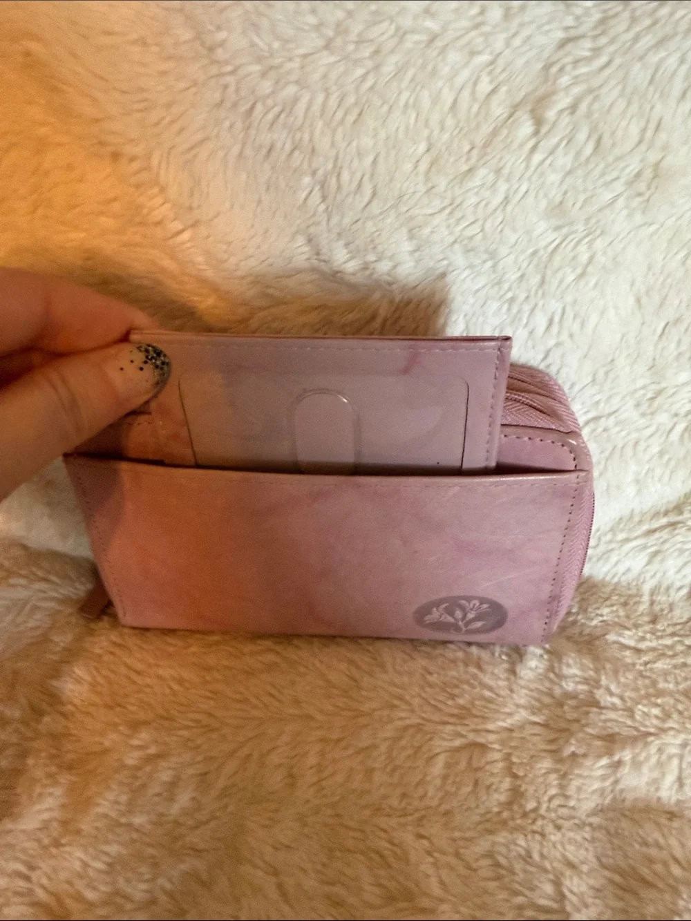 Buxton Pink Top Grain Cowhide Leather Double Zip Around Wallet Marbled Interior